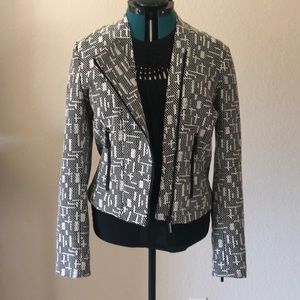 Blazer, zipper front, black and cream